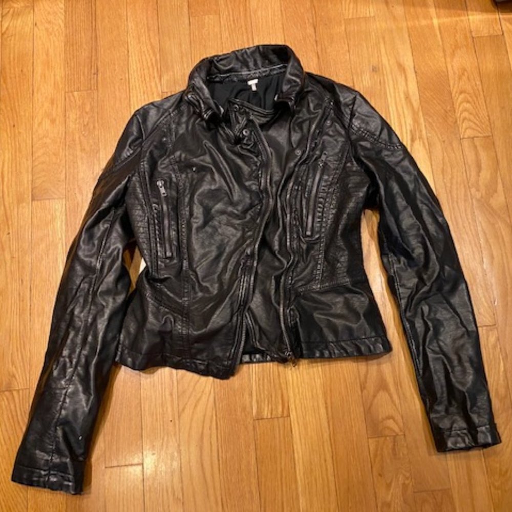 Free people vegan leather moto cropped jacket
